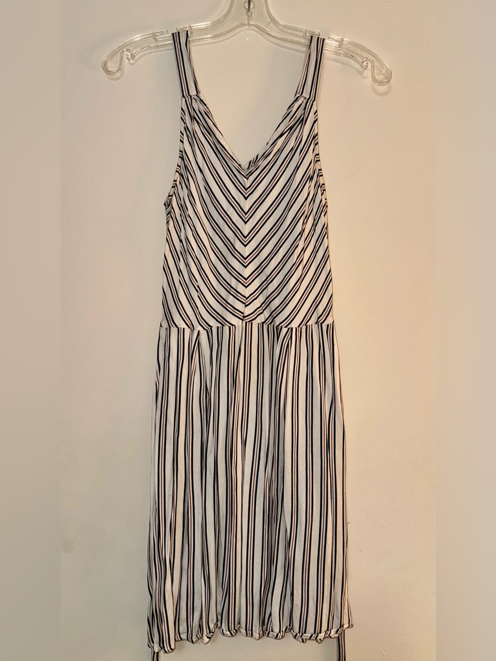 Striped V-Neck Dress in Black and White Small